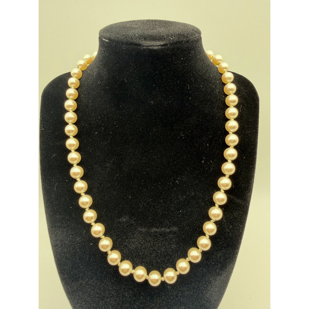 Talbots Faux Pearl Strand Necklace Hand Knotted Cream Off White Damaged